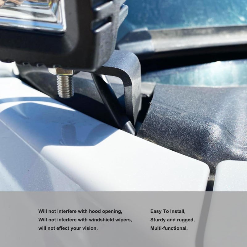 DarSeity Low Profile Mount Hood Hinges Ditch Light Brackets for Ford F150 2015-2023 & F150 Raptor 2017-2023, for Auxiliary Off-Road Lighting (for Ford F150 15-23) - Image 4